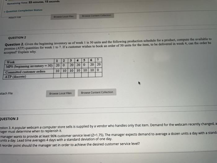 Remaining Time: 55 minutes, 15 seconds Question