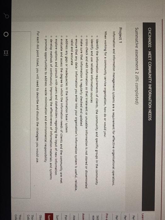 CHCINMOO2 - MEET COMMUNITY INFORMATION NEEDS Lear