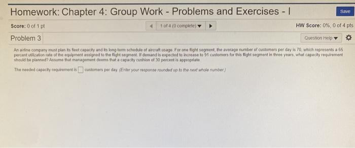 Save Homework: Chapter 4: Group Work - Problems