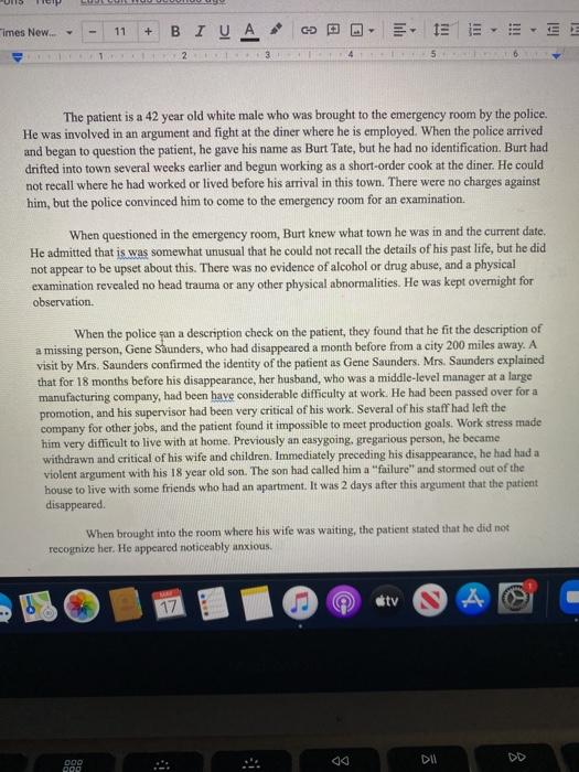 what is the diagnosis and reasons for the