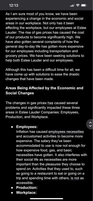 You work as a communication specialist at Estee