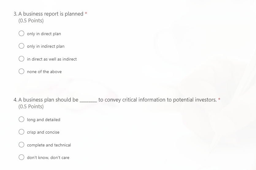 1. A business proposal is a kind of: * (0.5