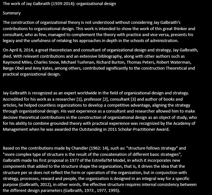 Galbraith star model application The star model,