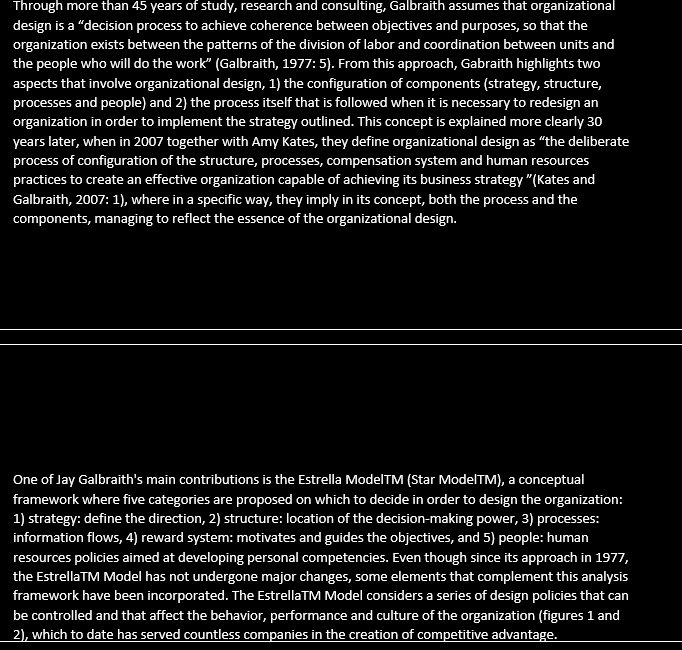 Galbraith star model application The star model,