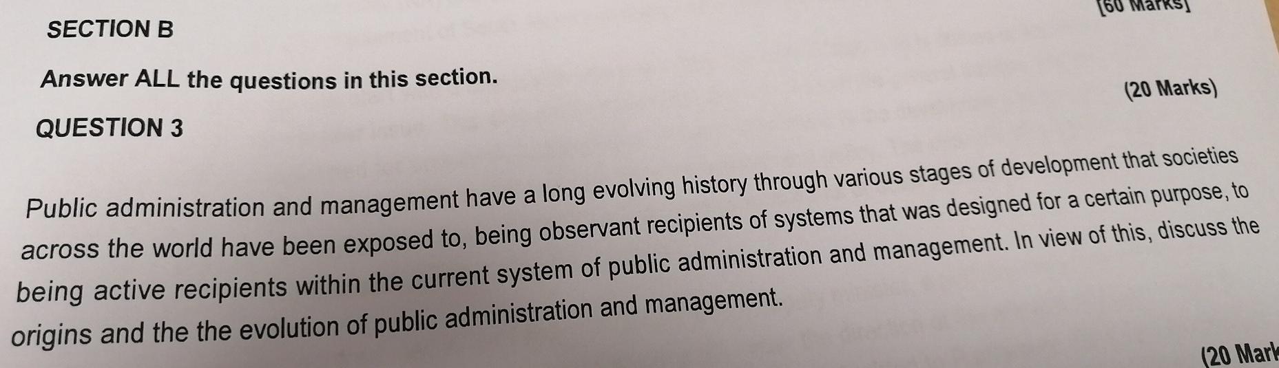 SECTION B Answer ALL the questions in this