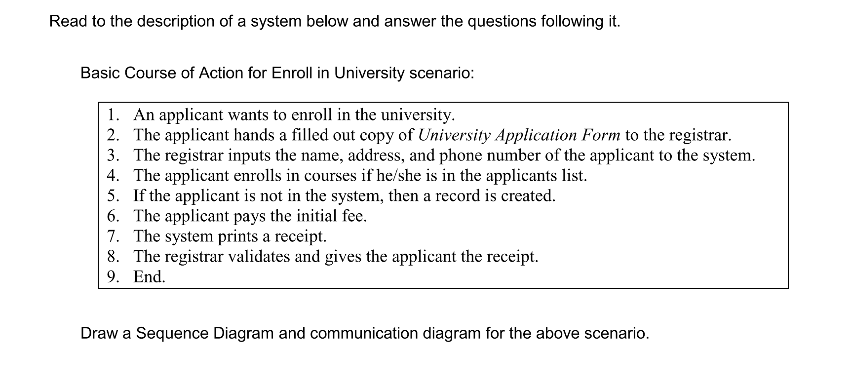 Draw a communication diagram Read to the