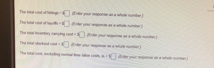 TF The total cost of hirings = $ (Enter your