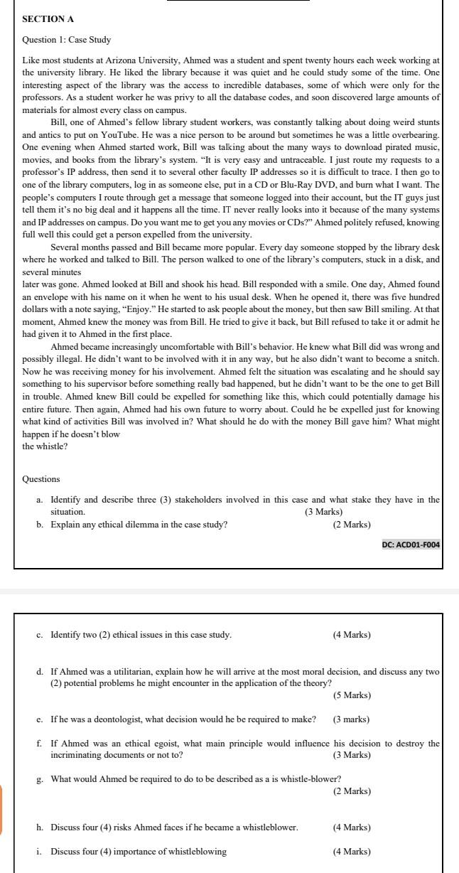 SECTION A Question 1: Case Study Like most