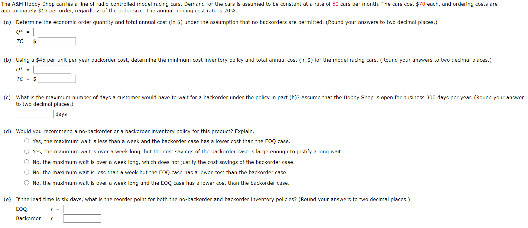 The A&M Hobby Shop carries a line of