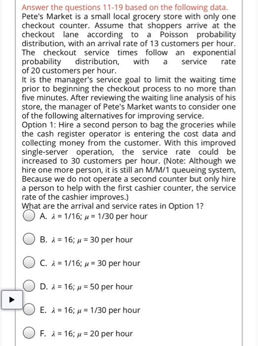 Answer the questions 11-19 based on the following