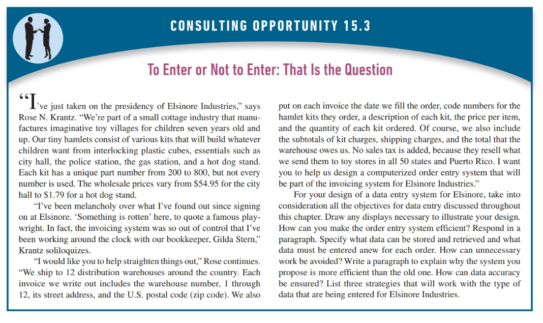 Design a computerized order entry system that be