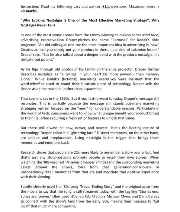 Instruction: Read the following case and answer