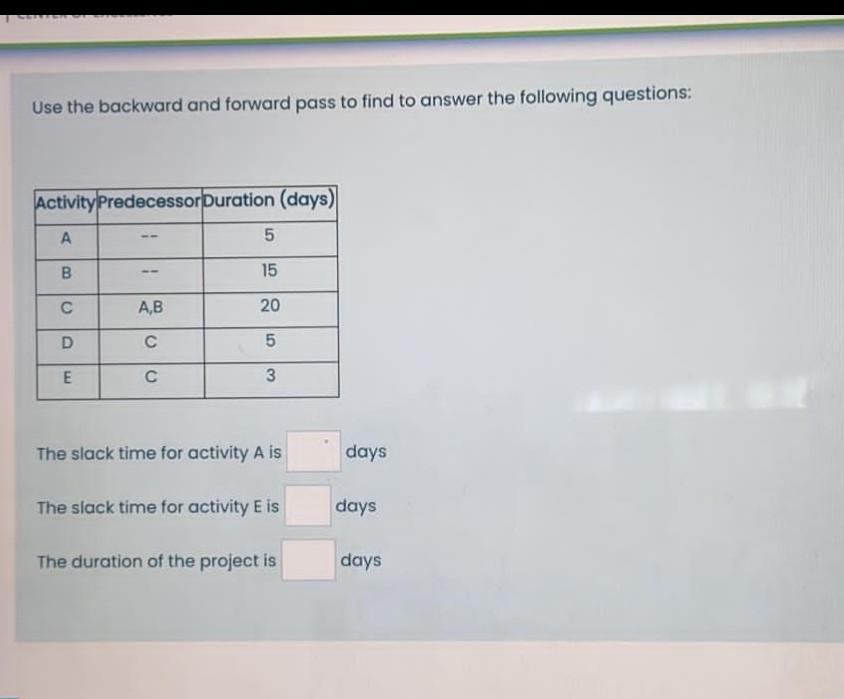Use the backward and forward pass to find to