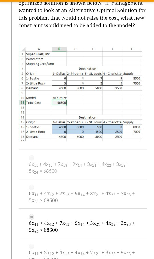 Super Bikes, Inc has developed an optimization