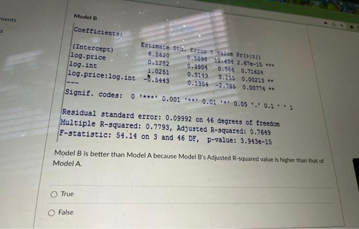 Consider these two linear models. Model A