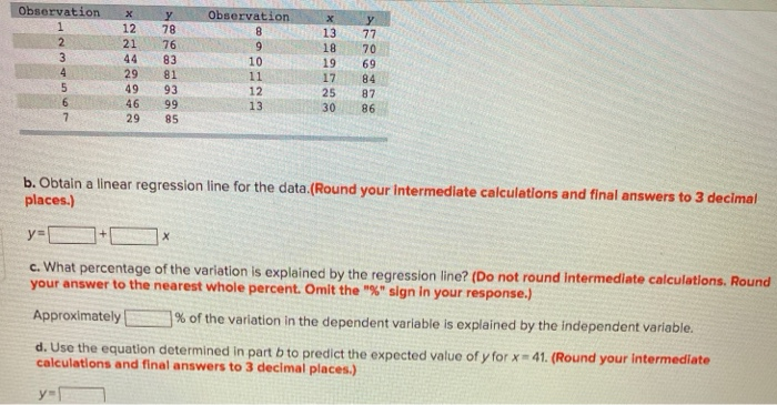 Observation 8 9 Observation 1 2 3 4 5 6 X 12 21