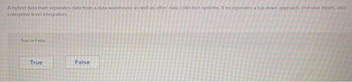 A hybrid data mart separates data from a data