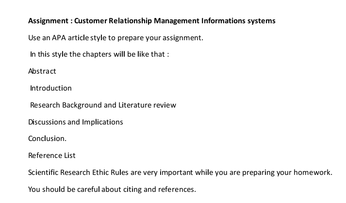 Assignment : Customer Relationship Management