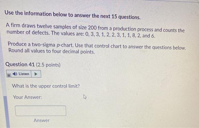 Question 39 (2.5 points) Listen A product has a