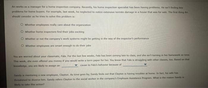 Ari works as a manager for a home inspection