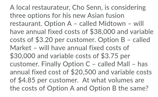A local restaurateur, Cho Senn, is considering