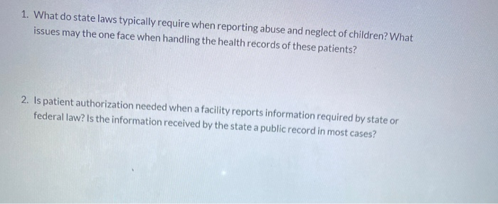 1. What do state laws typically require when