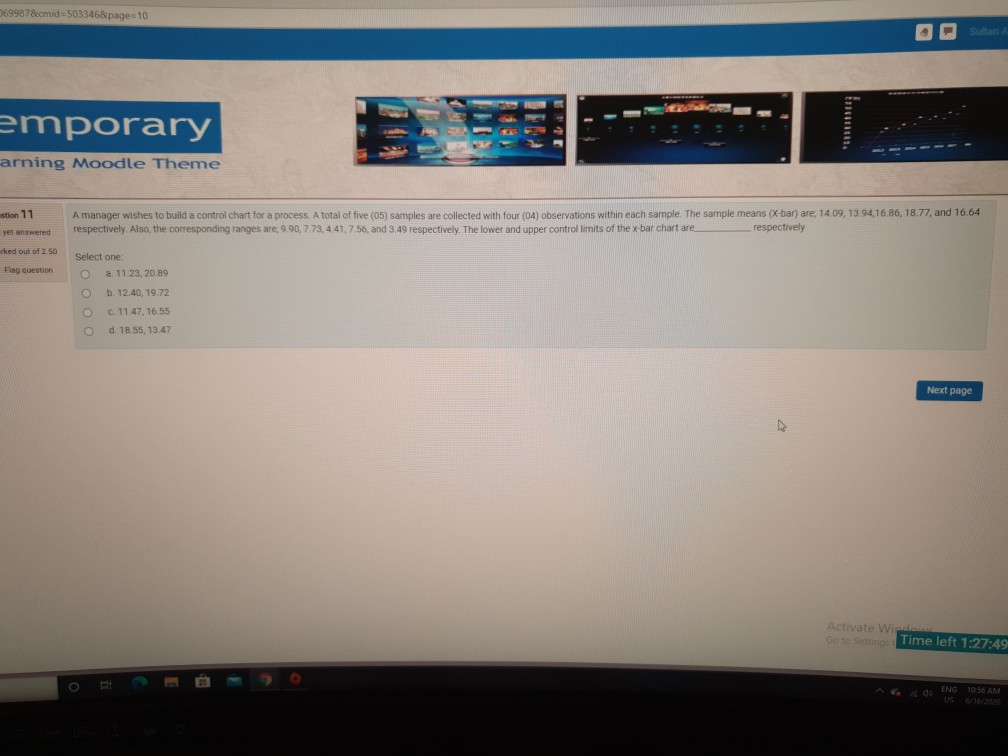 A manager wishes to build a control chart for a