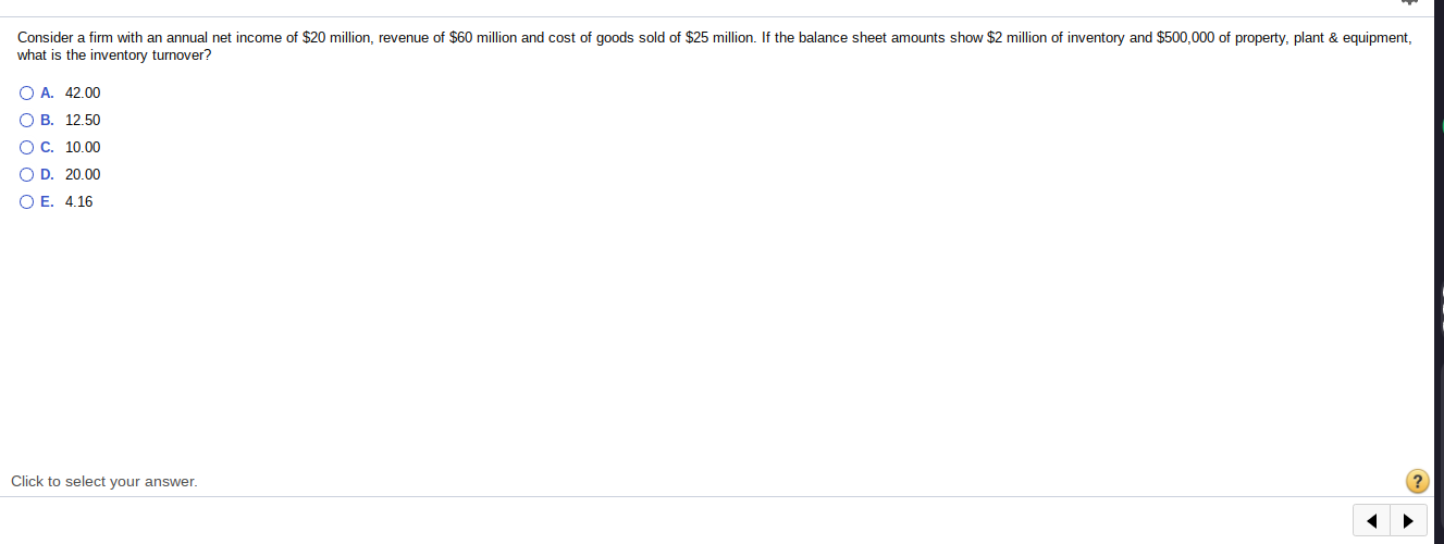 Consider a firm with an annual net income of $20