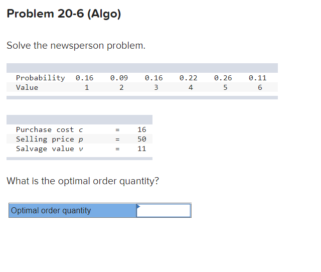 Solve the newsperson problem. What is the optimal