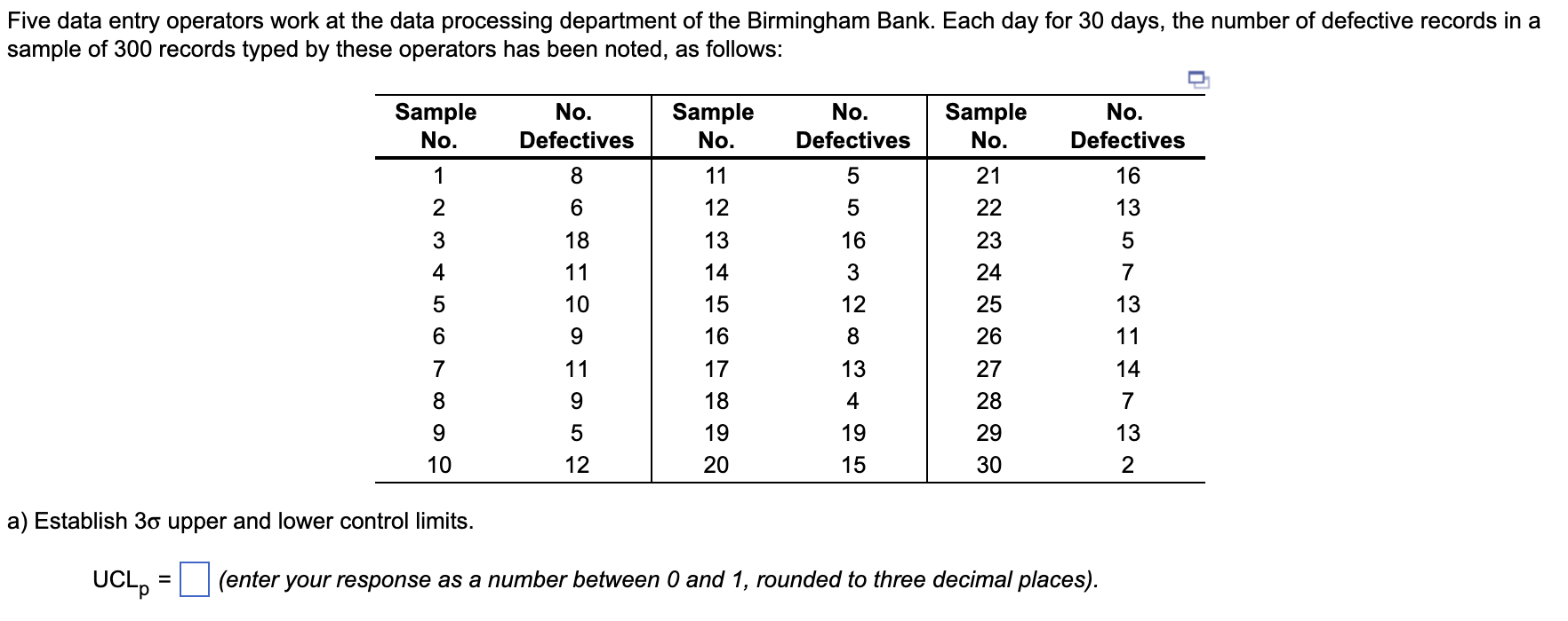 Five data entry operators work at the data