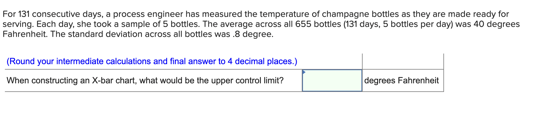 For 131 consecutive days, a process engineer has