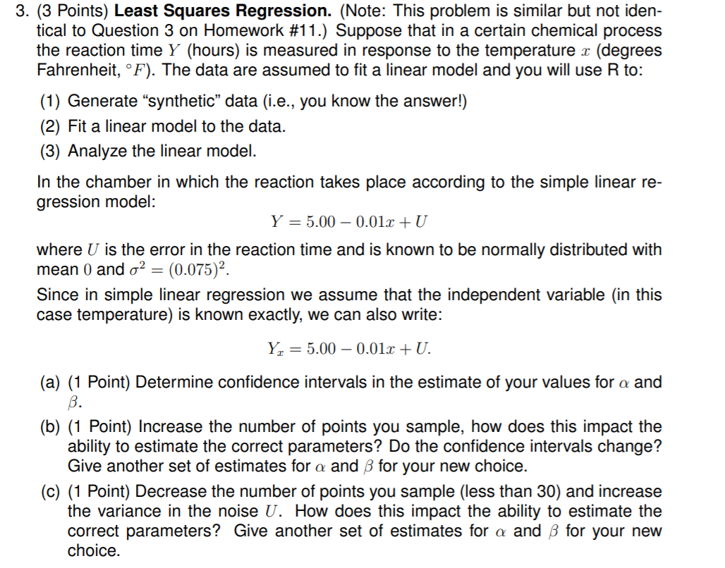 3. (3 Points) Least Squares Regression. (Note: