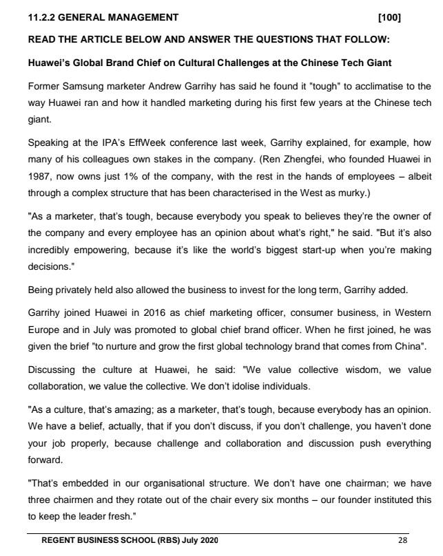 11.2.2 GENERAL MANAGEMENT [100] READ THE ARTICLE