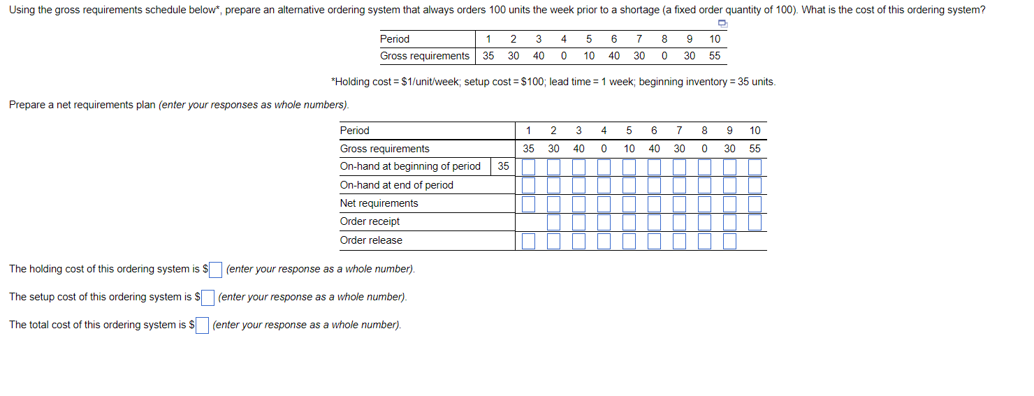 ss3 ss4 Prepare a net requirements plan (enter