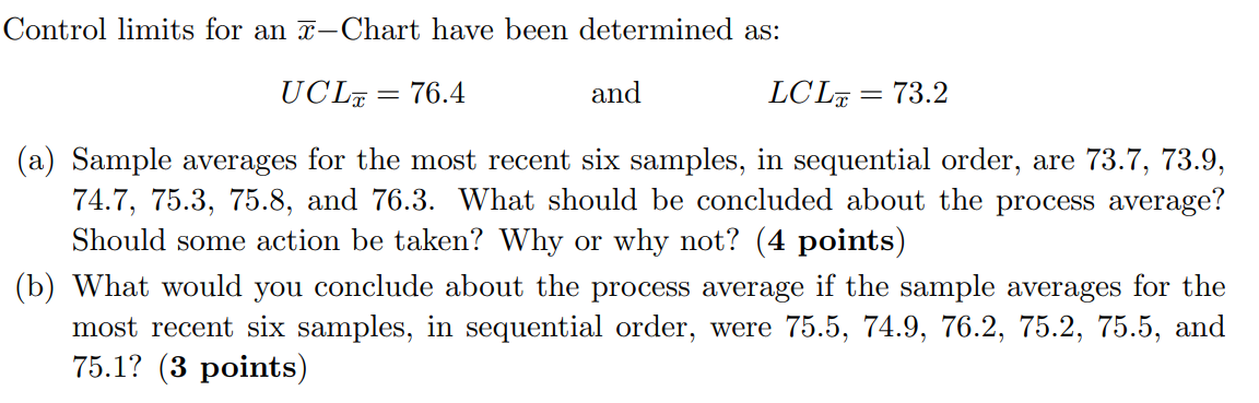 Control limits for an 1-Chart have been