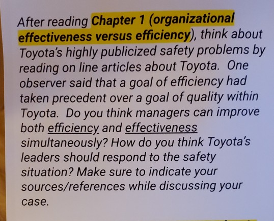 After reading Chapter 1 (organizational