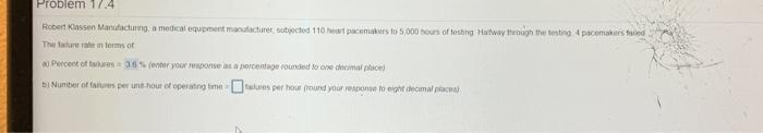 Problem 17.4 Robert Klassen Manufacturing a