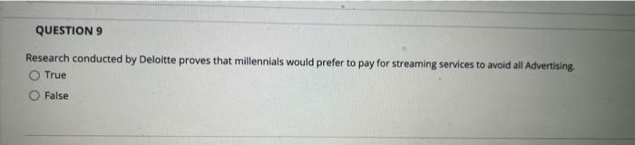 QUESTION 9 Research conducted by Deloitte proves