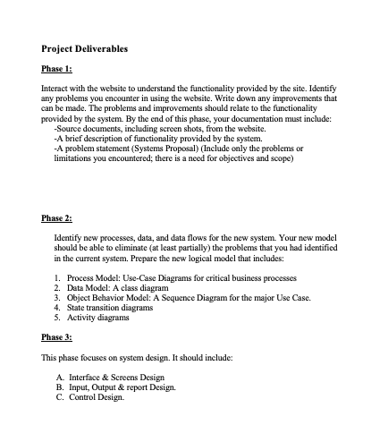 System Analysis & Design Project Overview: The