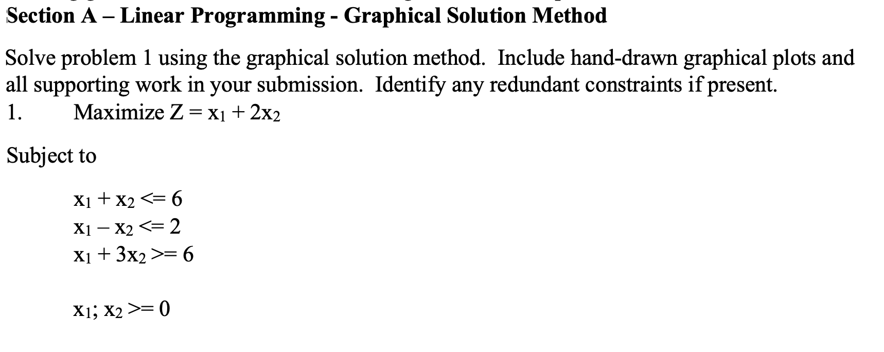 Section A-Linear Programming - Graphical Solution