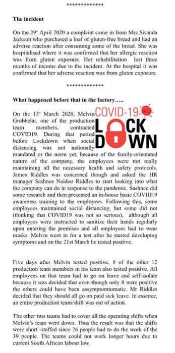 Question: Apply Risk based thinking considering