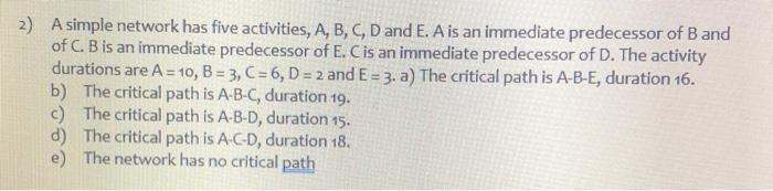 please solve the following 2) A simple network