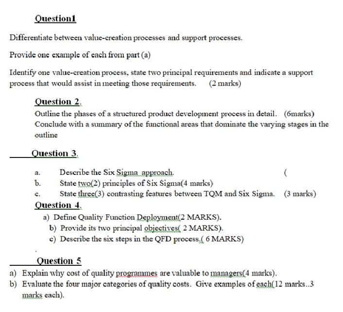 Questioni Differentiate between value-creation