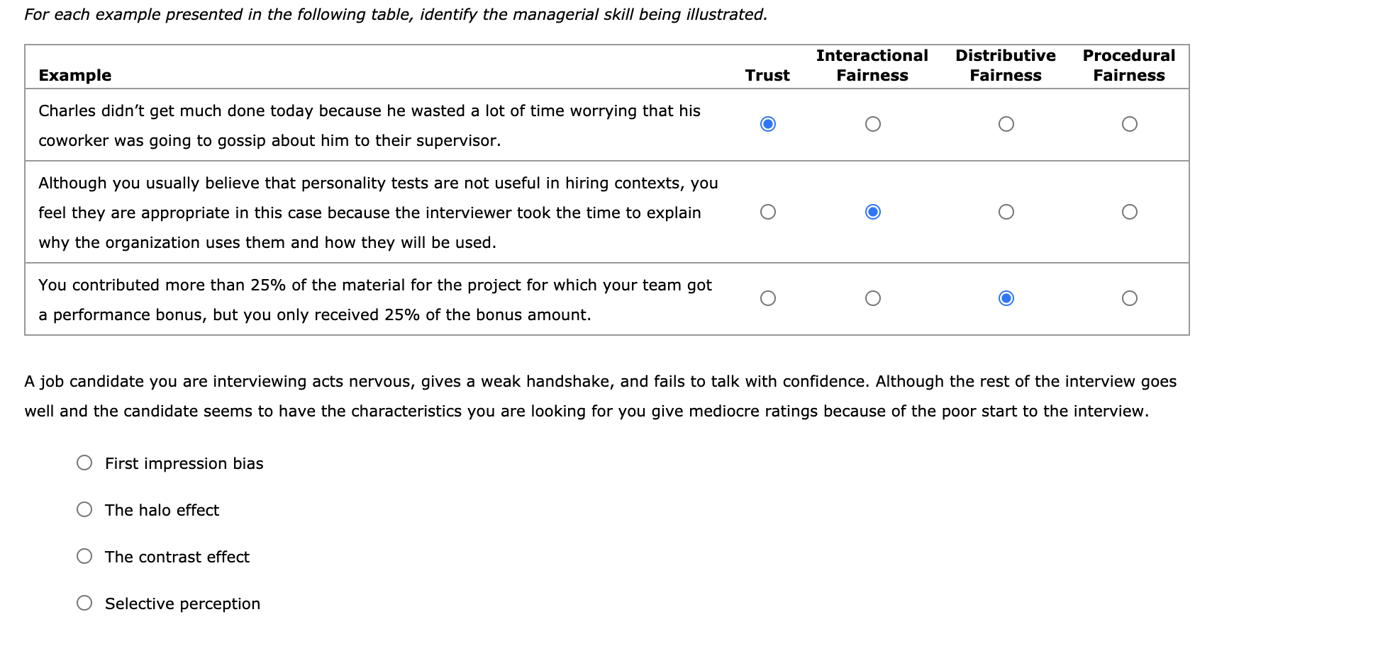 For each example presented in the following