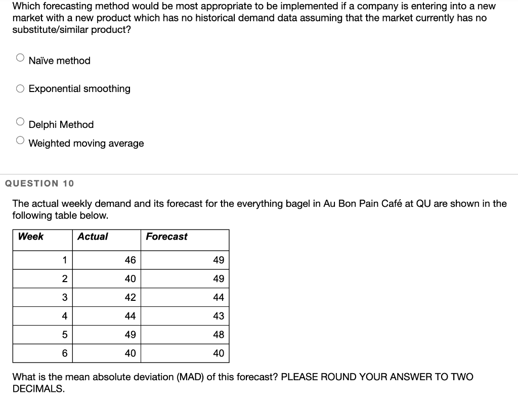 Which forecasting method would be most