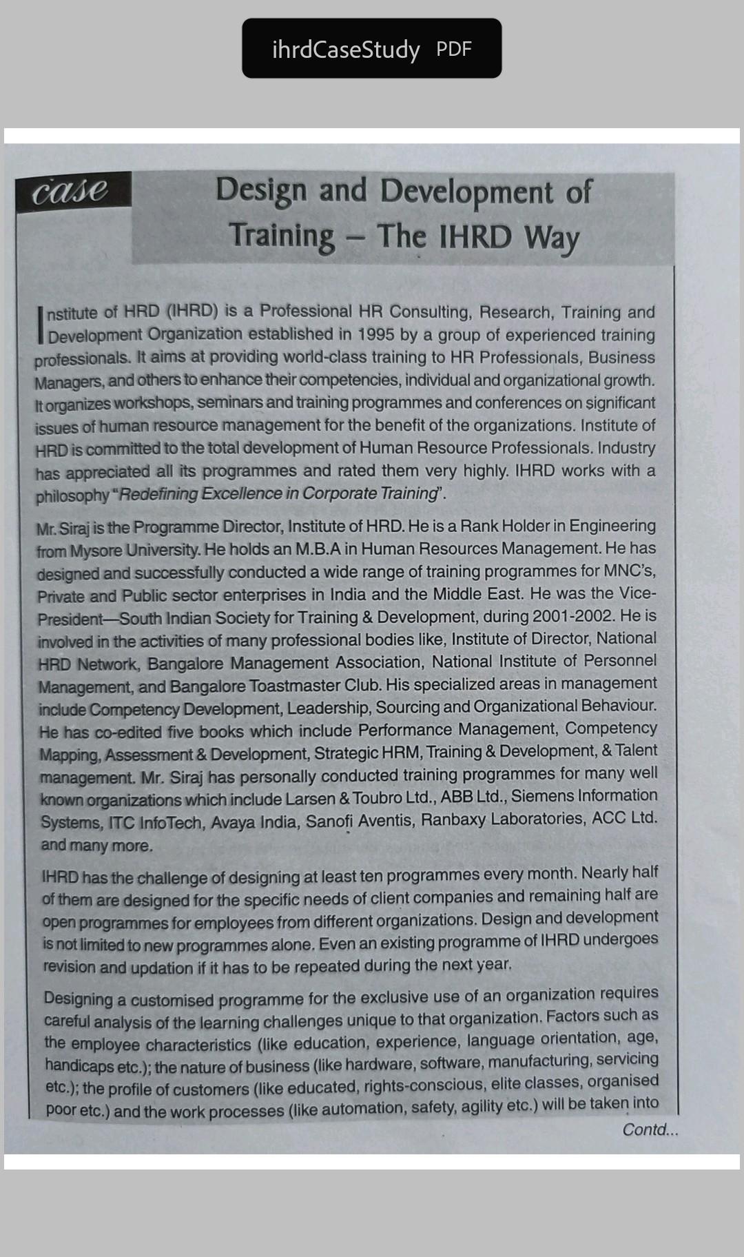 answers to the questions given from the case