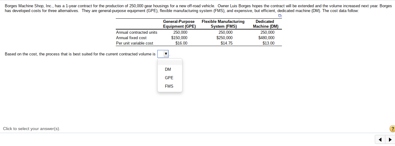 Borges Machine Shop, Inc., has a 1-year contract