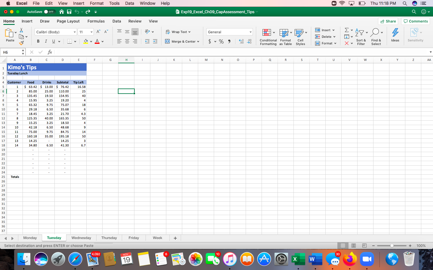 Excel File Edit View Insert Format Tools Data