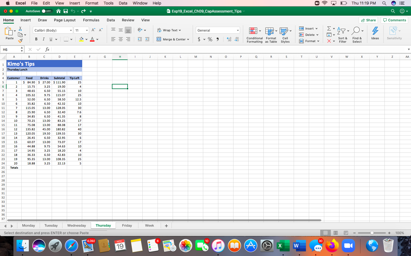 Excel File Edit View Insert Format Tools Data