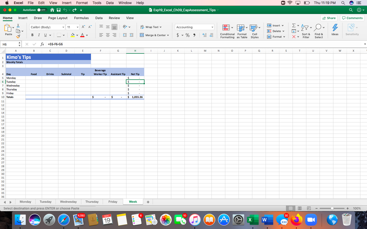 Excel File Edit View Insert Format Tools Data